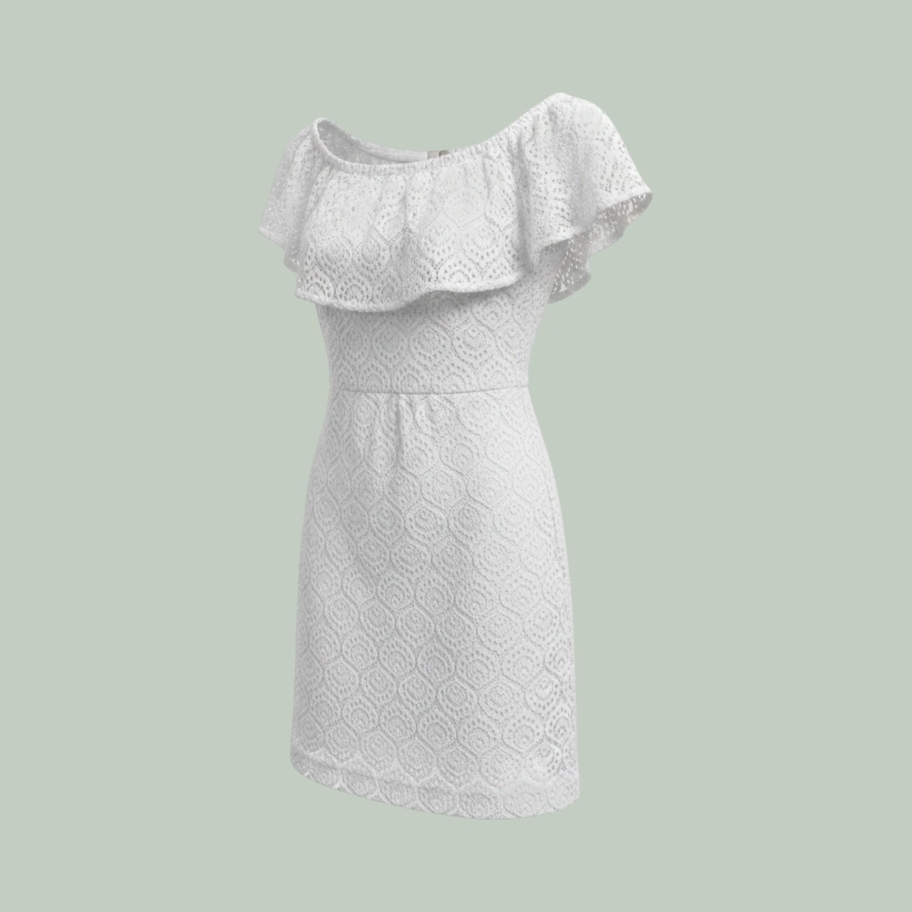 Lilly Pulitzer Ruffle Lace Mini Dress Medium White